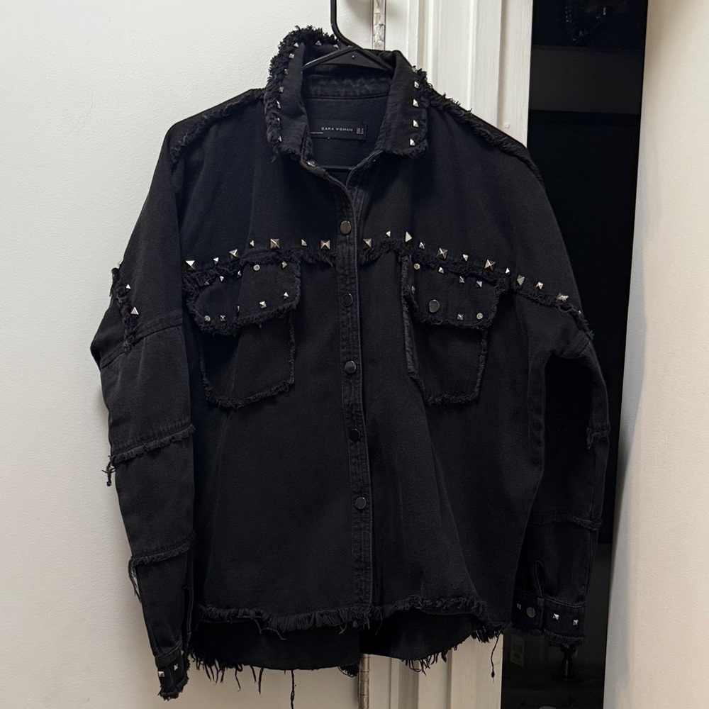 ZARA Black Studded Denim Jacket